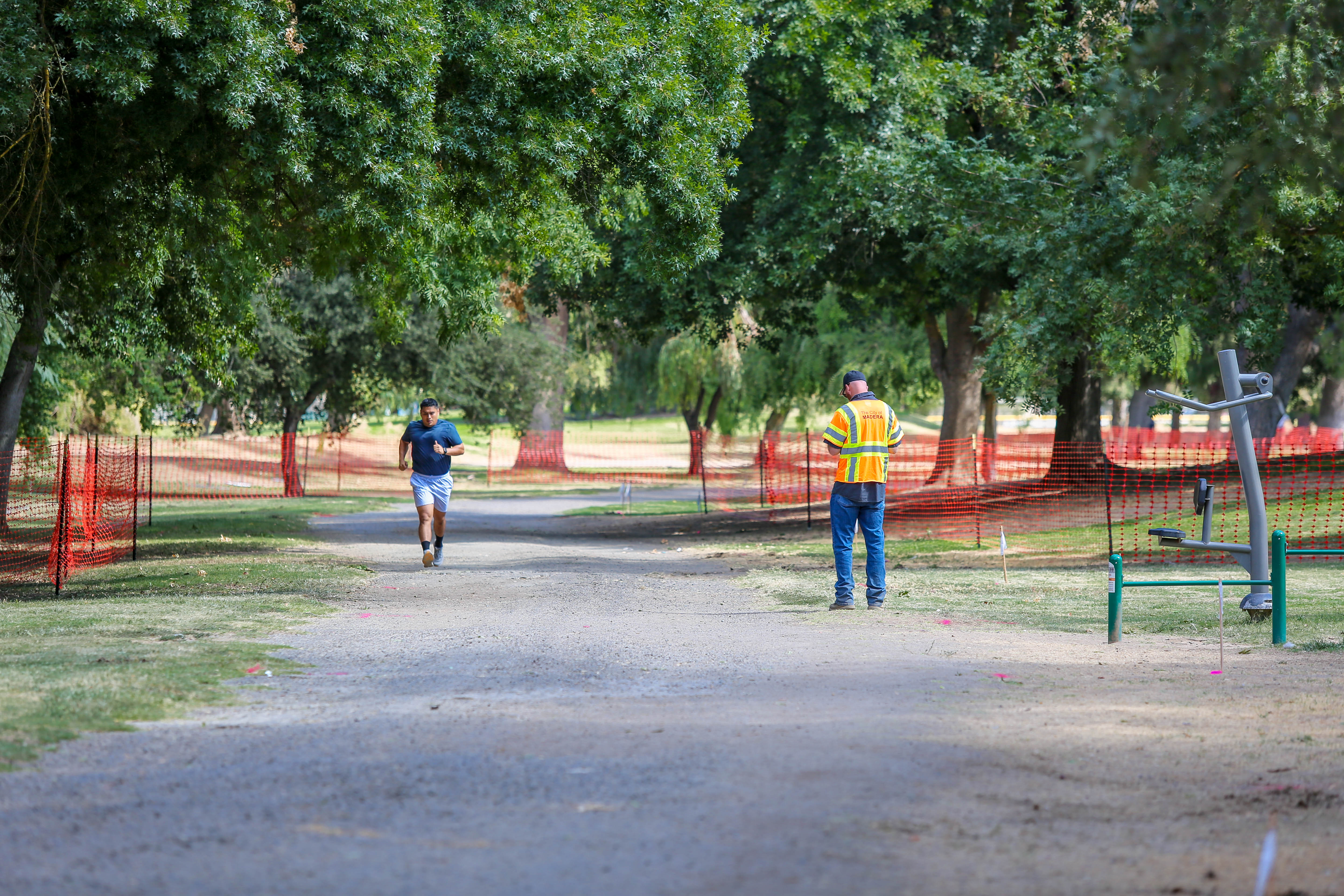 Lion's Town and Country Park Trail shown surrounded by temporary construction netting