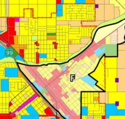 Illustrated map image of downtown Madera