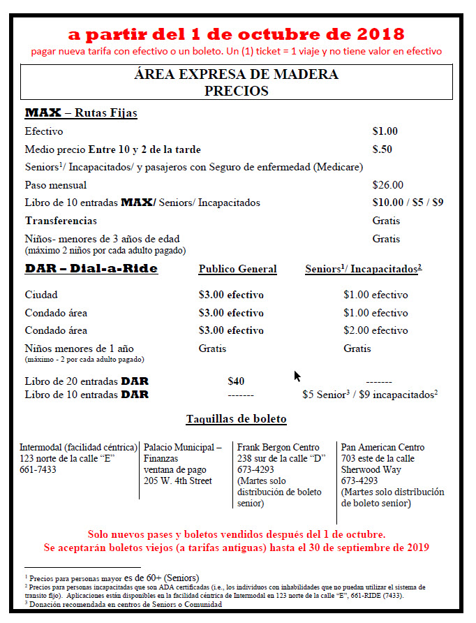 Spanish new fares effective 10 01 18