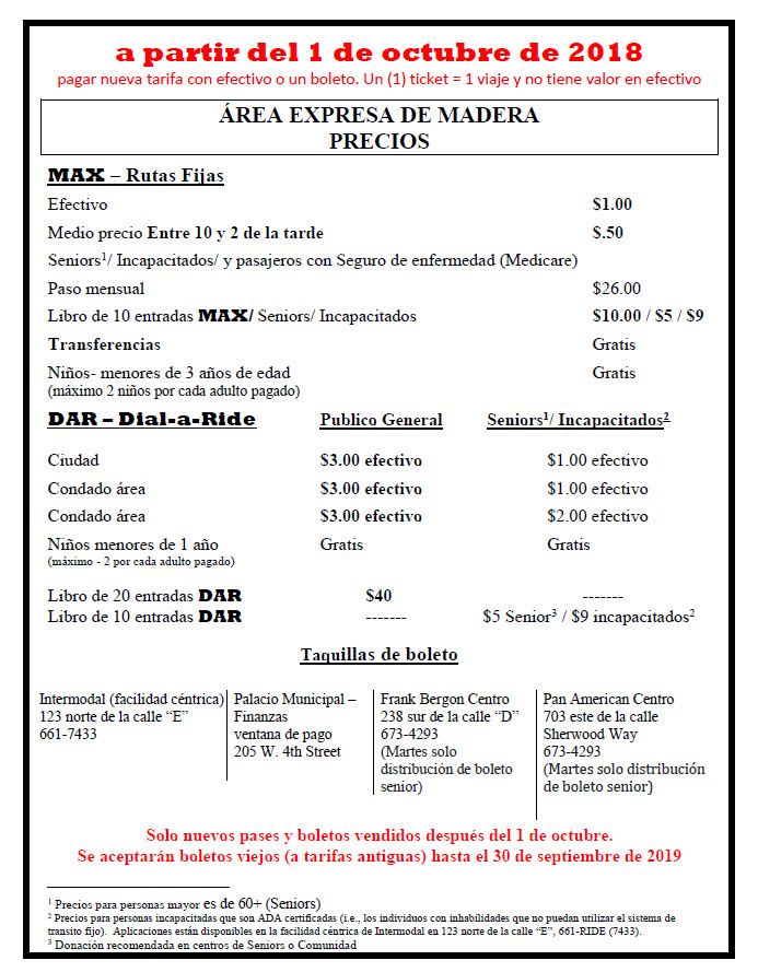Spanish new fares effective 10 01 18 notice